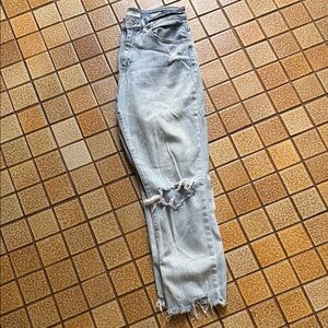 Light Blue Distressed Women's Jeans - Casual Ripped Denim